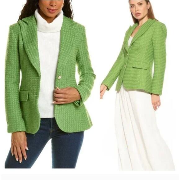 Alexia Admor Blazer Rays Tweed 8 NWT Sage Green Jacket Academia Career Button - Picture 1 of 7
